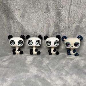Littlest Pet Shop Panda Bears‎ Lot of 4 LPS Figures Black White Blue